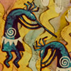 Kokopelli - Sun, Moon and Stars Triptych 